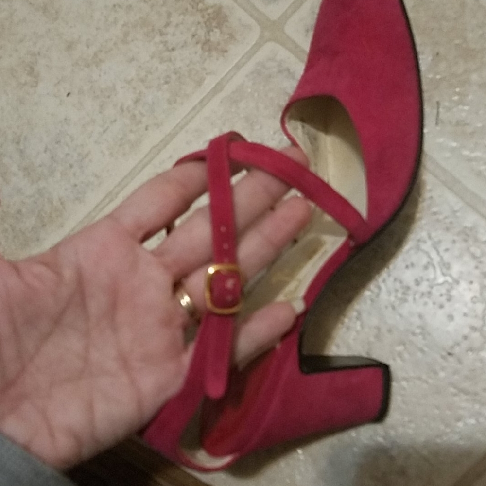 Vintage Felipe pink suede strappy low heels Sz6N - Picture 6 of 7